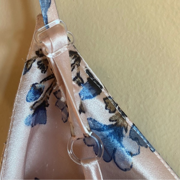 Emma & Michele Size Medium Pink and Blue Floral Satin Feel Maxi Slip Dress - Picture 6 of 11